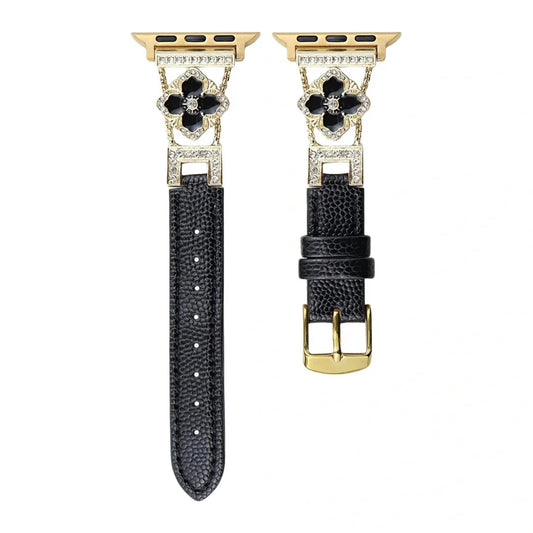 Elegantes florales Lederarmband für die Apple Watch