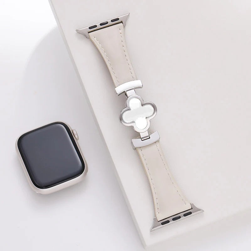 Elegant Lucky Flower Leather Strap For Apple Watch