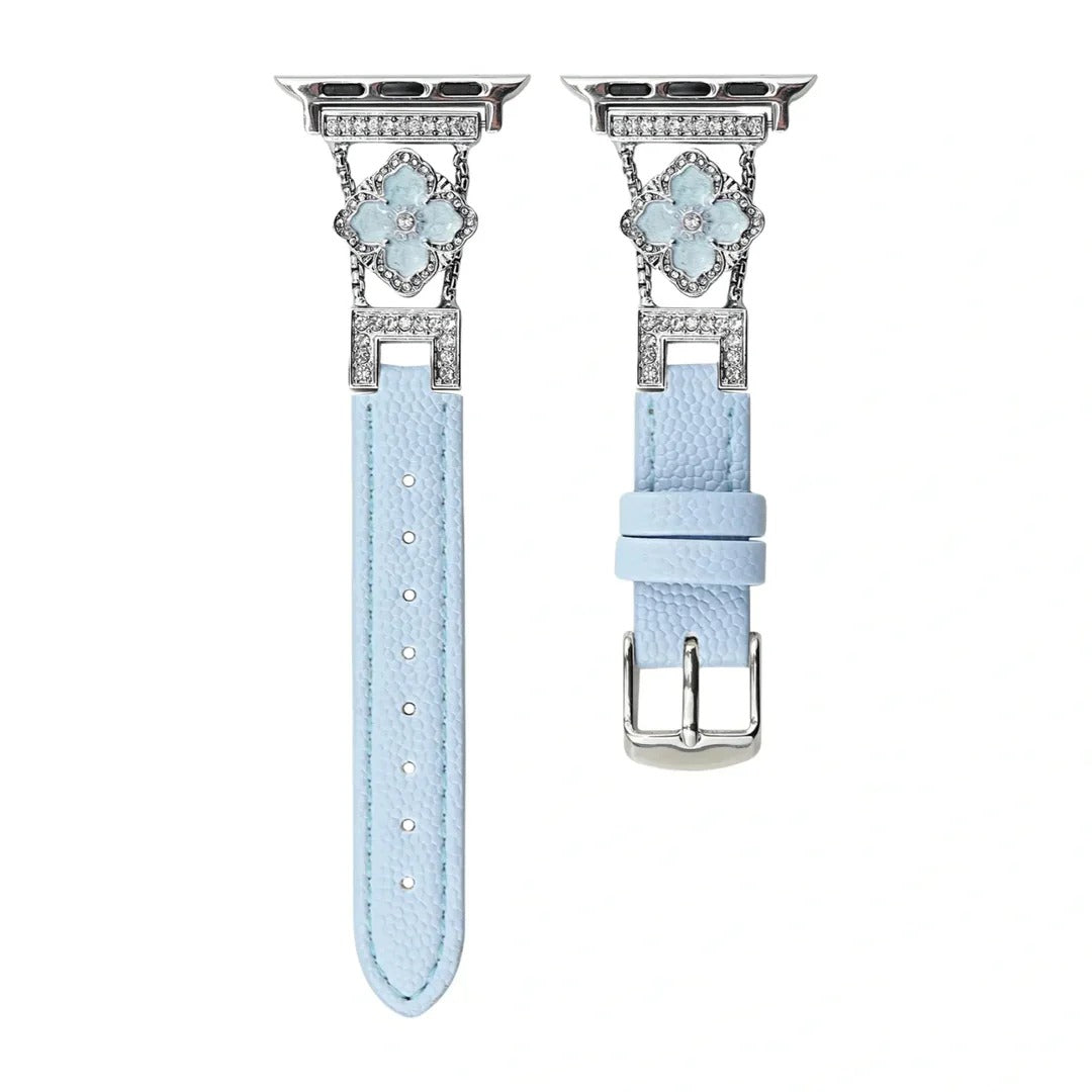 Elegant Floral Leather Band For Apple Watch