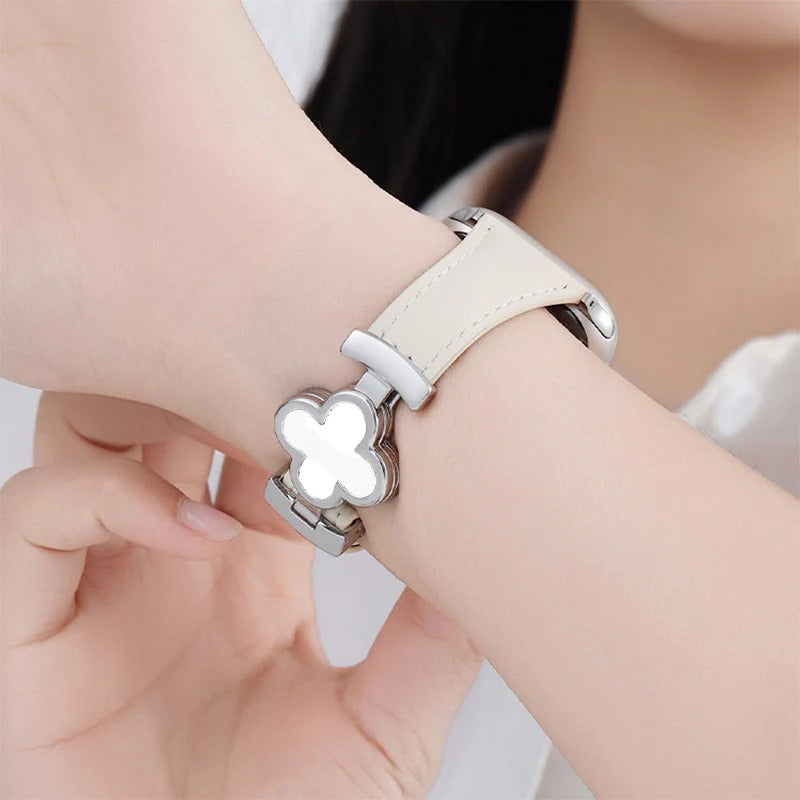 Elegant Lucky Flower Leather Strap For Apple Watch