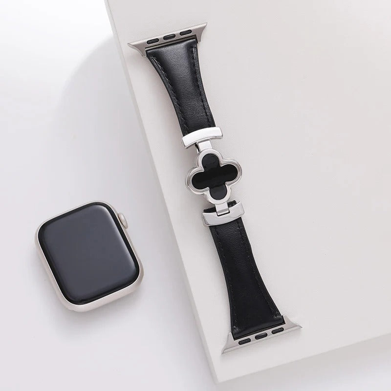 Elegant Lucky Flower Leather Strap For Apple Watch