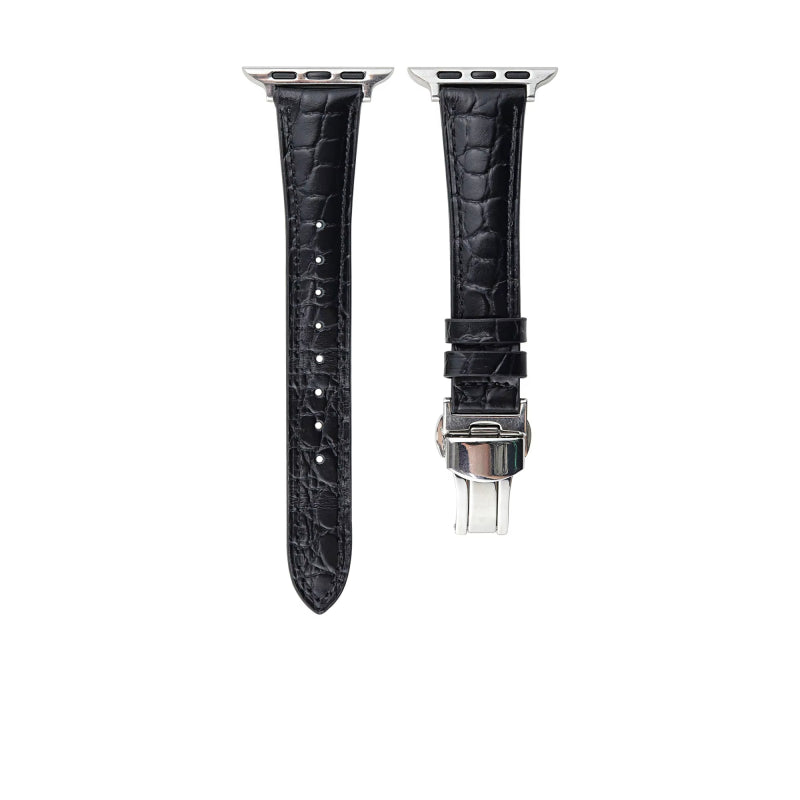 Lederarmband mit Schmetterlingsschnalle für Apple Watch