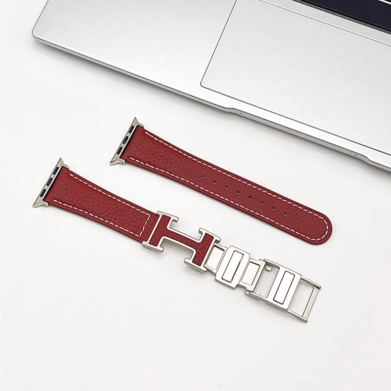 Lederarmband mit Litschi-Muster für Apple Watch