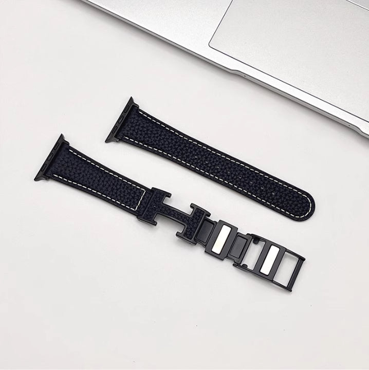 Lederarmband mit Litschi-Muster für Apple Watch