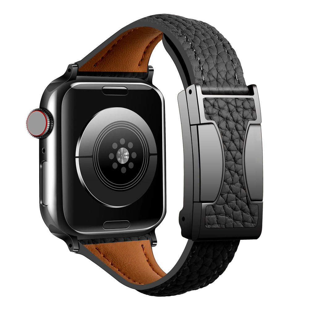 Lederarmband mit Litschi-Muster für Apple Watch