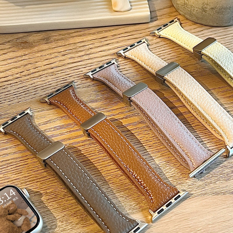 Magnetic Lychee Pattern Leather Band For Apple Watch