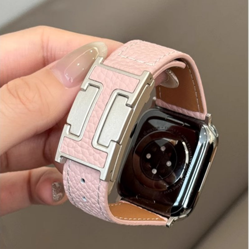 Lederarmband mit Litschi-Muster für Apple Watch