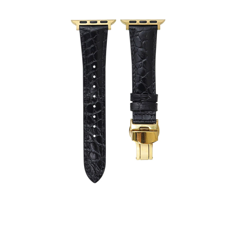 Lederarmband mit Schmetterlingsschnalle für Apple Watch