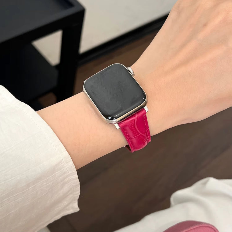 Lederarmband mit Schmetterlingsschnalle für Apple Watch