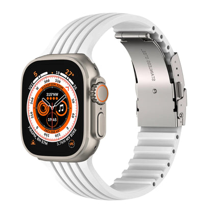Striped Silicone Folding Buckle Band For Apple Watch