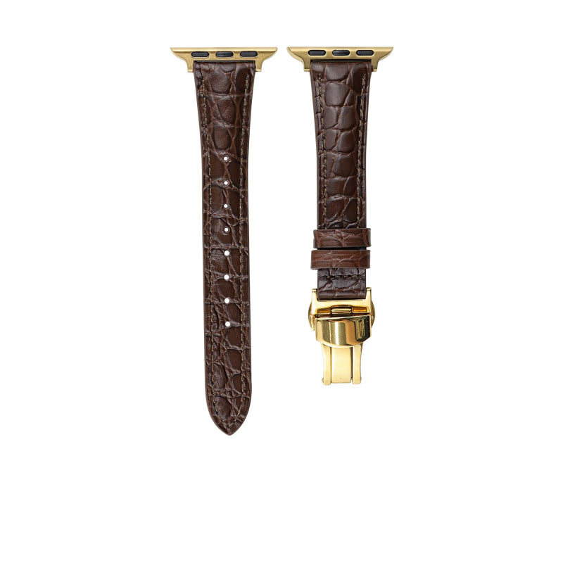 Lederarmband mit Schmetterlingsschnalle für Apple Watch