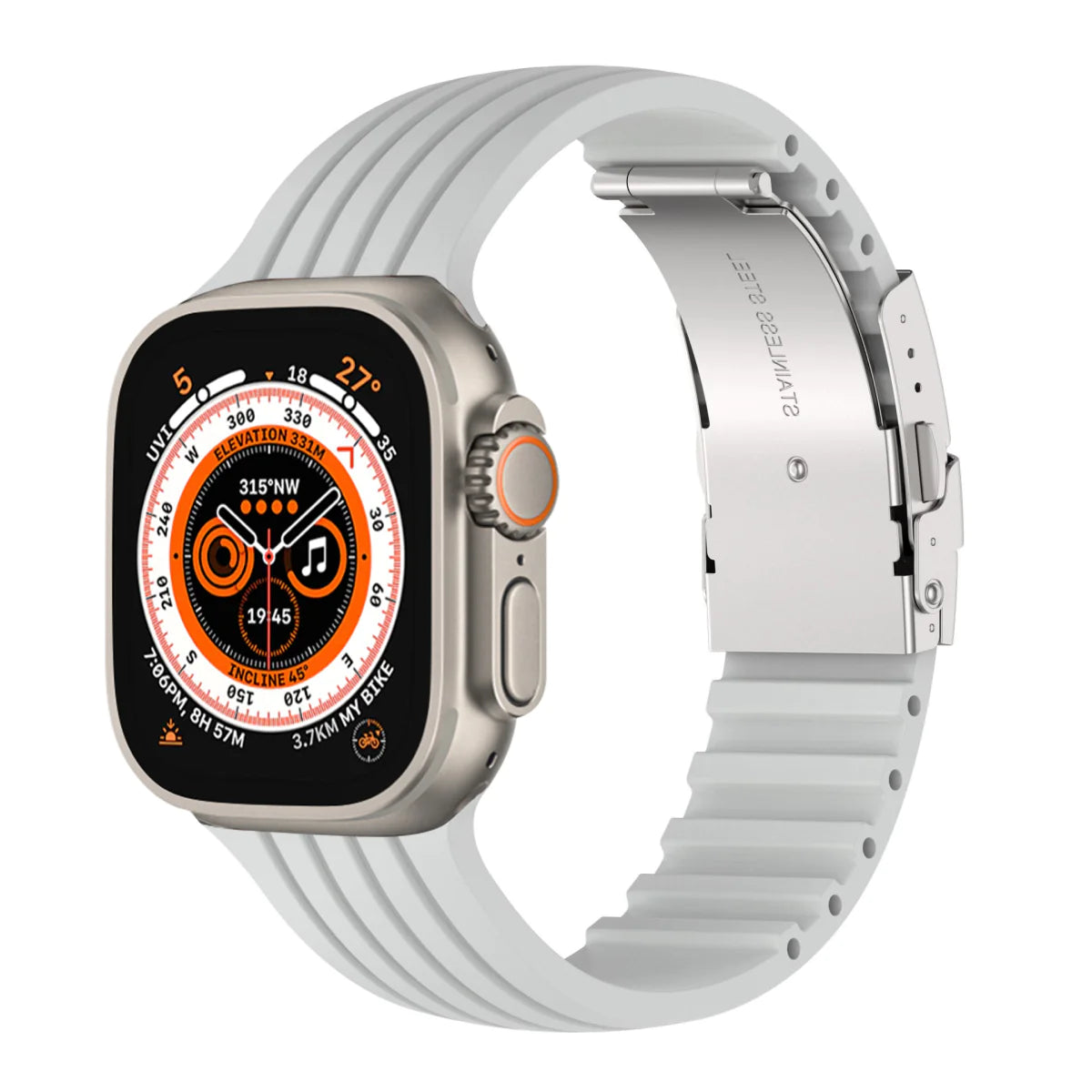 Striped Silicone Folding Buckle Band For Apple Watch