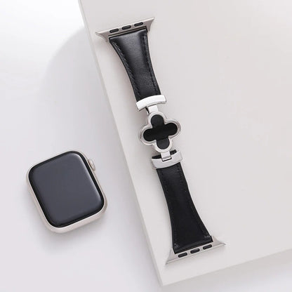 Elegant Lucky Flower Leather Strap For Apple Watch