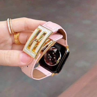 Leather Magnetic Buckle Strap For Apple Watch
