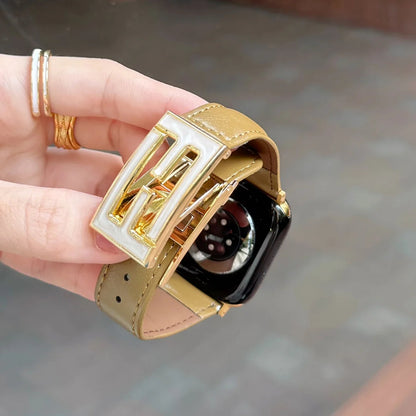 Leather Magnetic Buckle Strap For Apple Watch