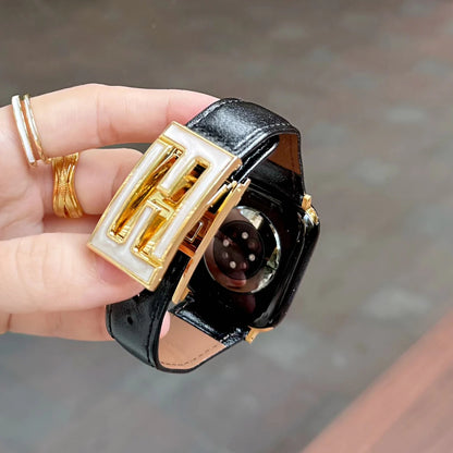 Leather Magnetic Buckle Strap For Apple Watch