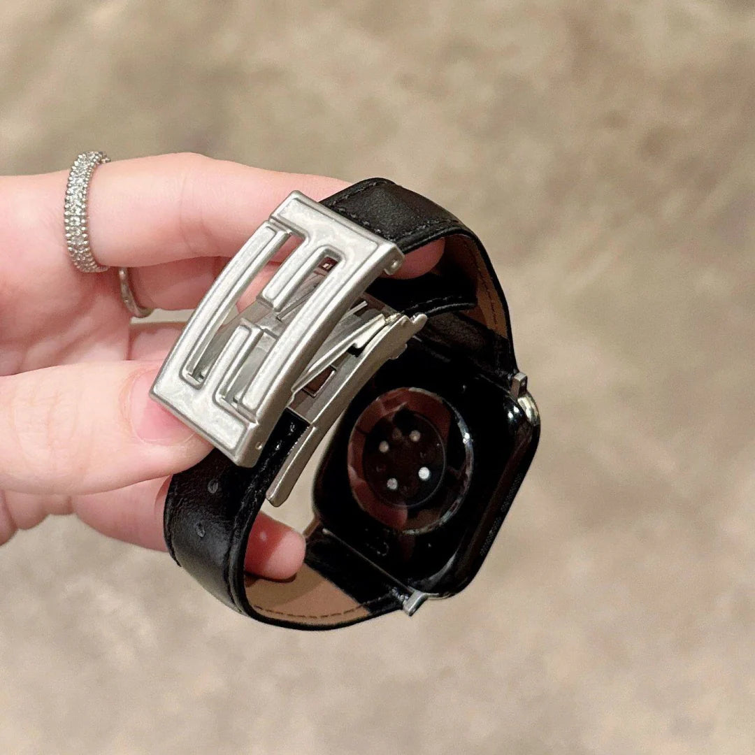 Leather Magnetic Buckle Strap For Apple Watch