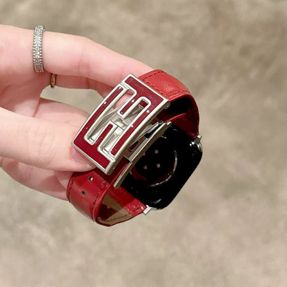 Leather Magnetic Buckle Strap For Apple Watch