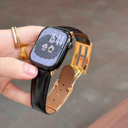 Leather Magnetic Buckle Strap For Apple Watch
