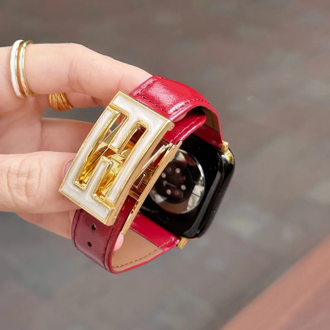 Leather Magnetic Buckle Strap For Apple Watch