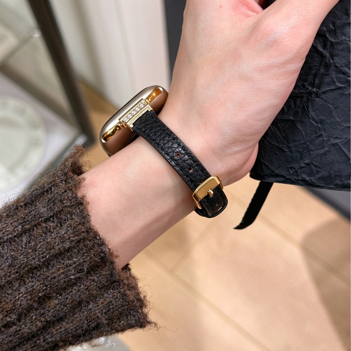 LuxeGlimmer Leather Strap