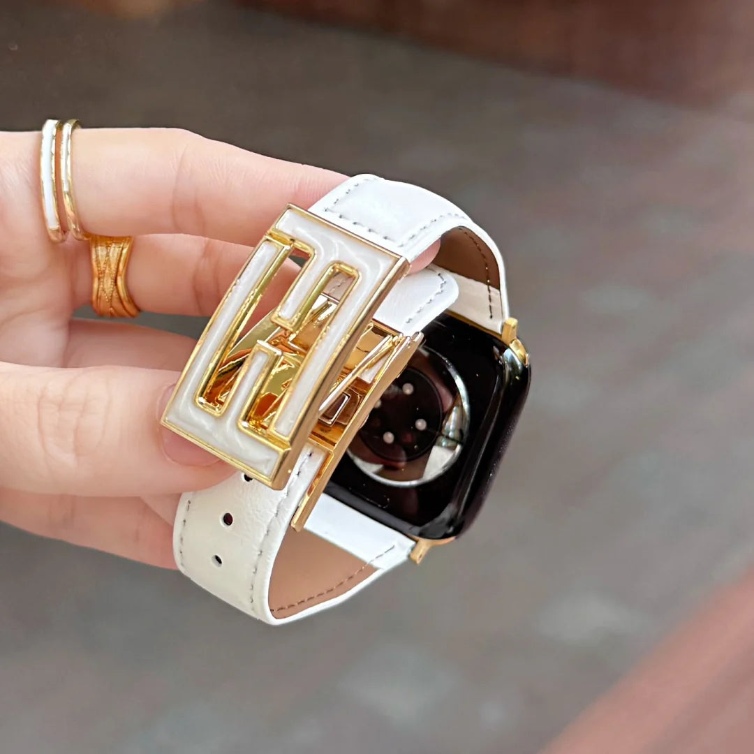 Leather Magnetic Buckle Strap For Apple Watch