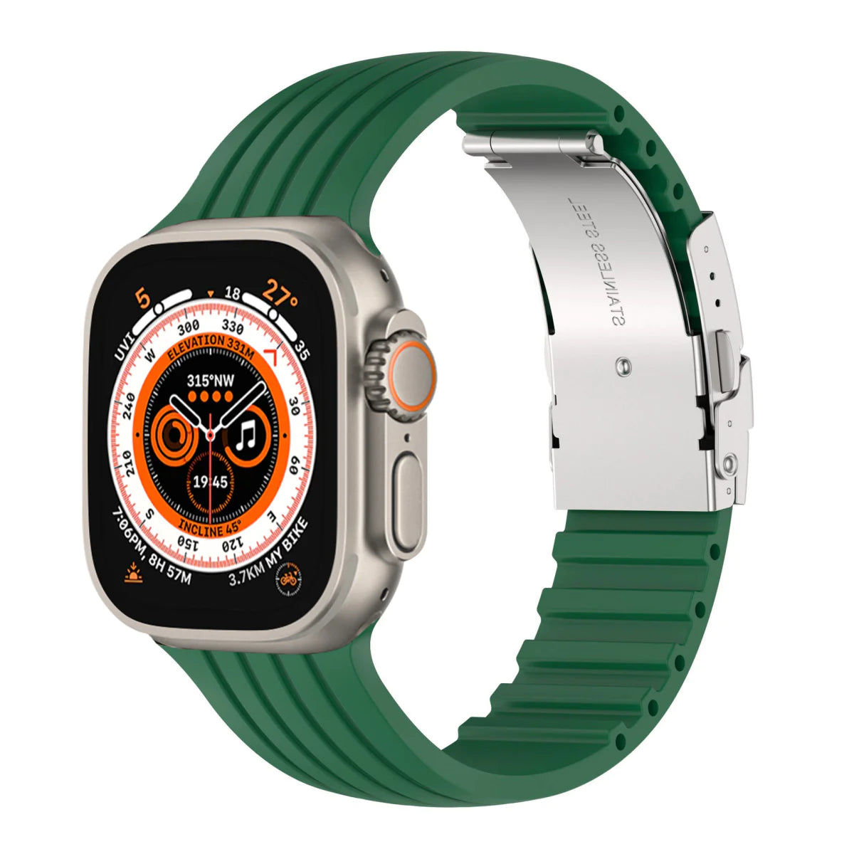 Striped Silicone Folding Buckle Band For Apple Watch