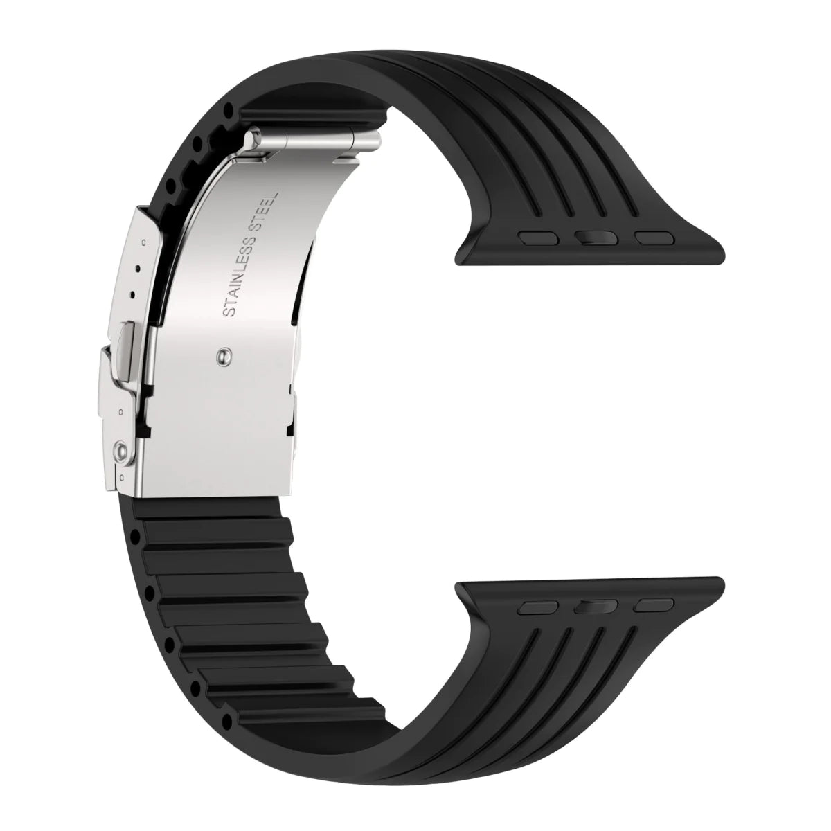 Striped Silicone Folding Buckle Band For Apple Watch