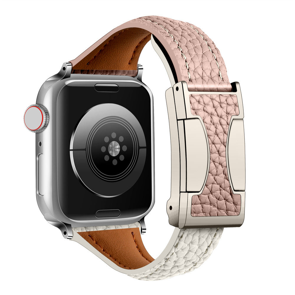 Lychee Pattern Leather Band For Apple Watch