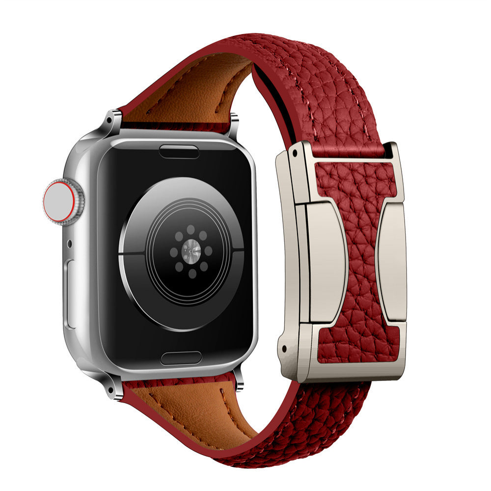 Lychee Pattern Leather Band For Apple Watch