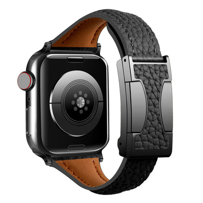 Lychee Pattern Leather Band For Apple Watch