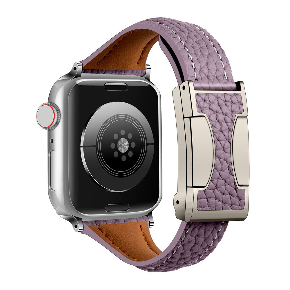 Lychee Pattern Leather Band For Apple Watch