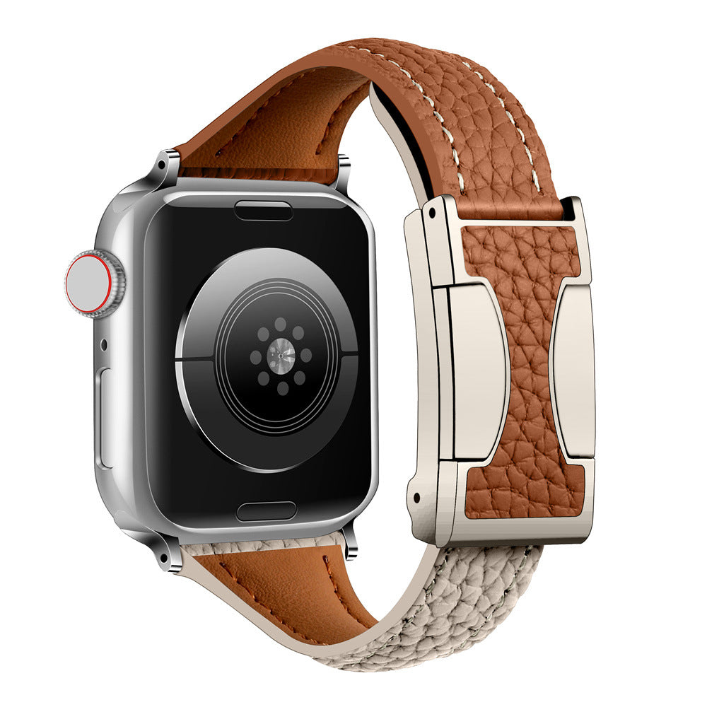 Lychee Pattern Leather Band For Apple Watch