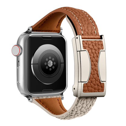 Lychee Pattern Leather Band For Apple Watch