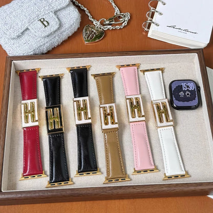 Leather Magnetic Buckle Strap For Apple Watch