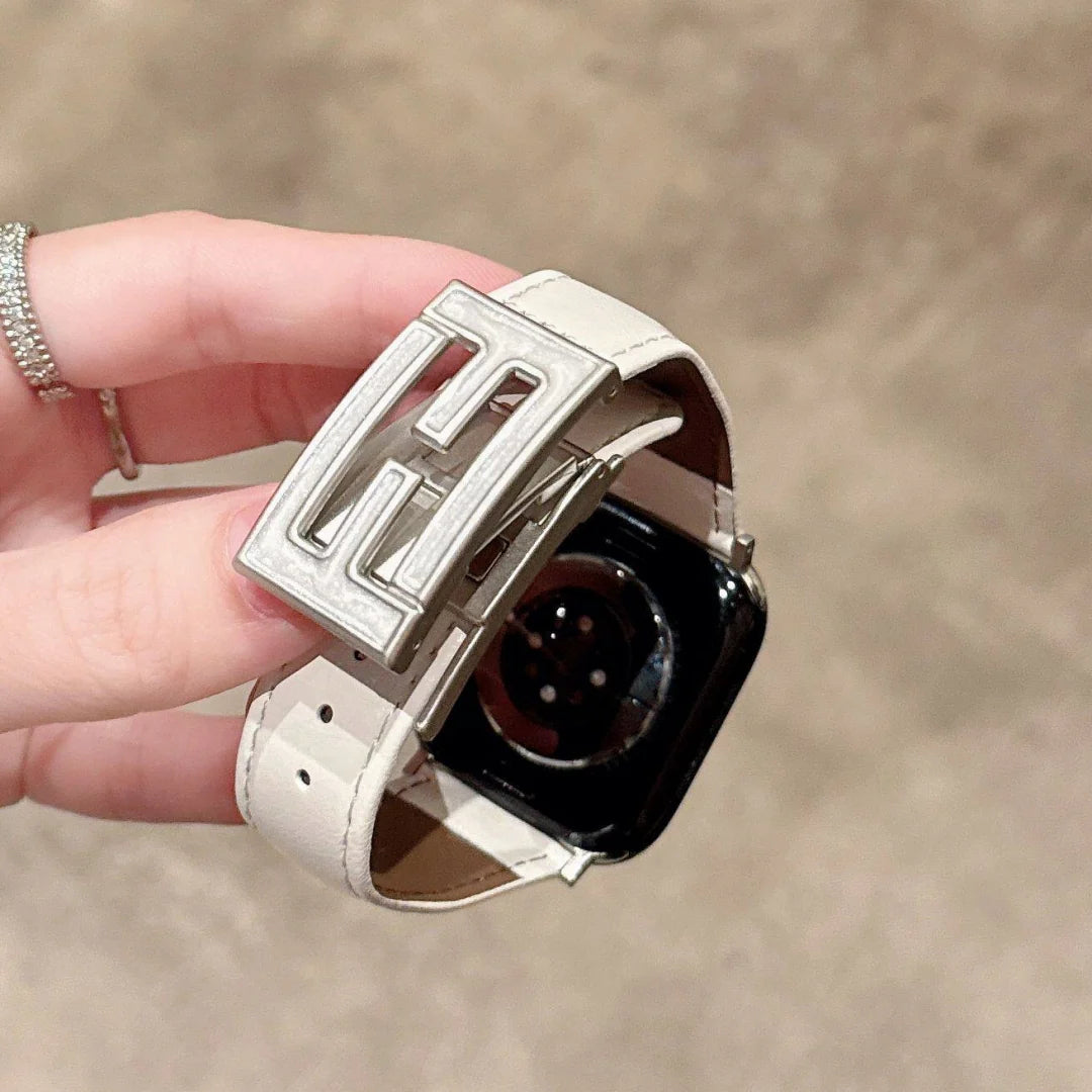Leather Magnetic Buckle Strap For Apple Watch