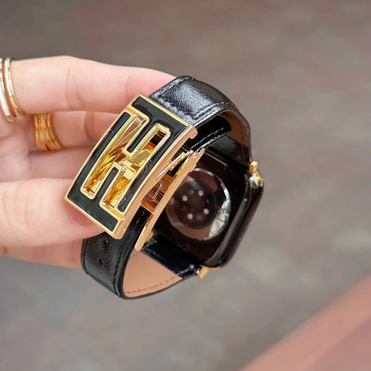 Leather Magnetic Buckle Strap For Apple Watch