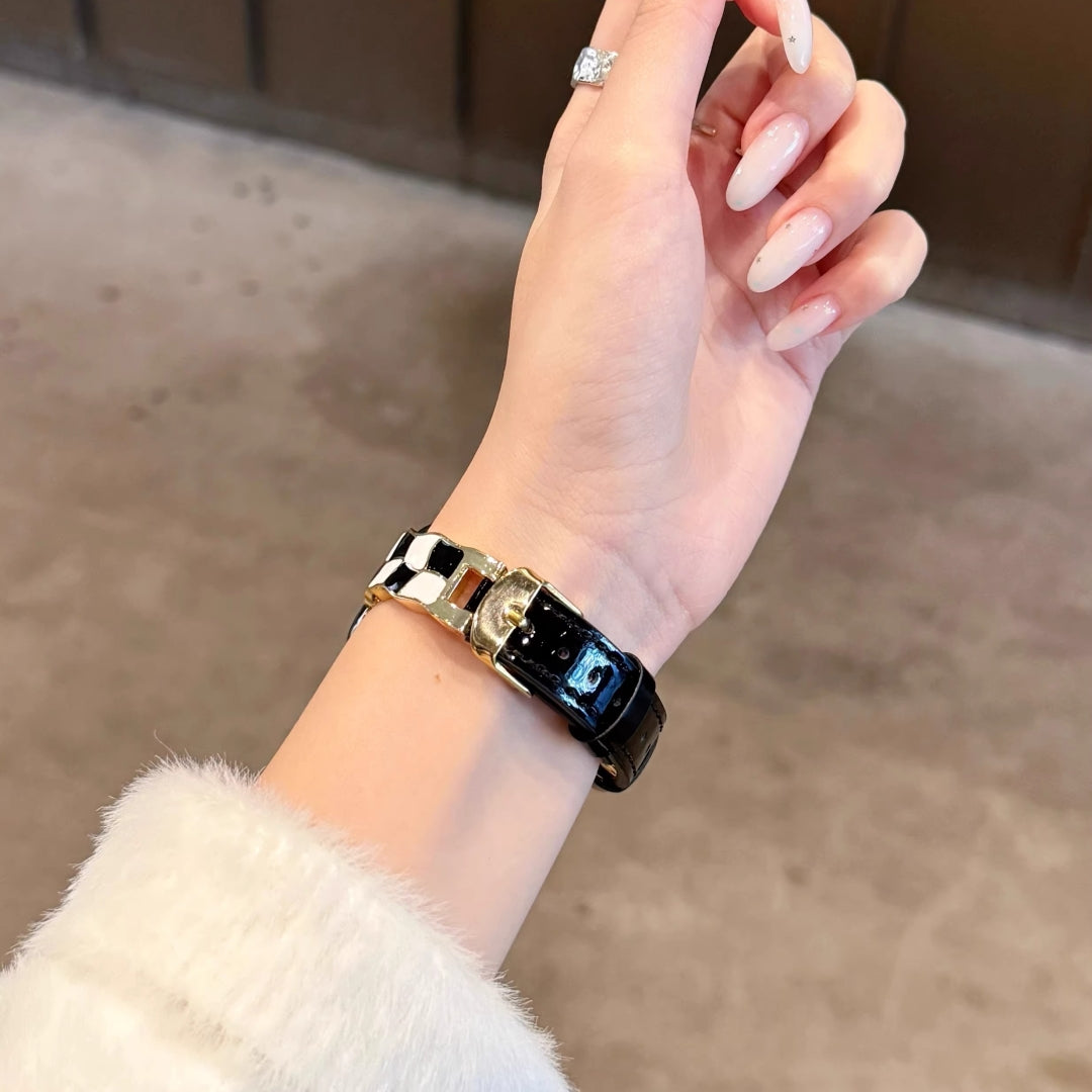 Plaid Leather Strap For Apple Watch