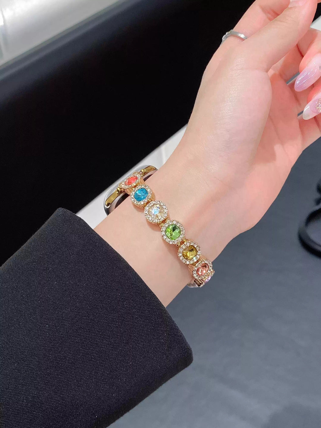 Rainbow Crystal Pearl Bracelet for Apple Watch